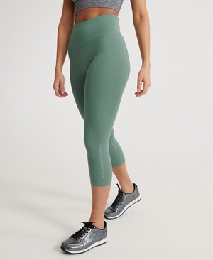 Superdry Training Small Logo Capri Leggings Női Sportruházat Olivazöld/Zöld | VHXLJ2498